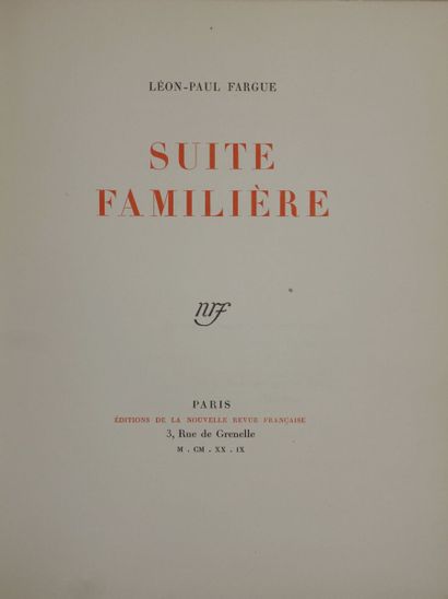 null Léon-Paul Fargue. Vulturne, Suite familière, Épaisseurs.

Trois volumes brochés....