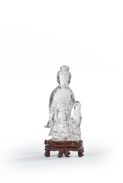 null Guanyin in rock crystal

Wooden base