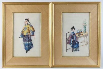 null CHINA

Woman with fan; Man with sword

Two gouaches on rice paper

(Accidents.)

Height...