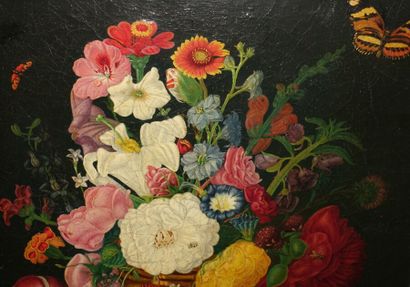 null Still life with flowers, fruits, butterflies and insects

Pair of paintings,...
