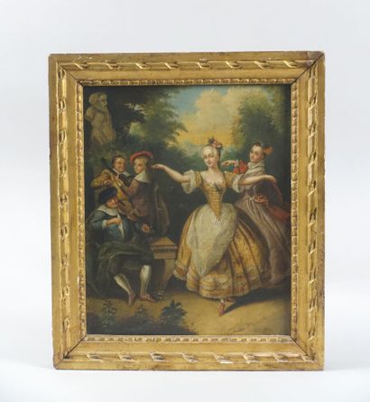 null In the taste of SCHALL

Galant scene, dancer and musicians

Canvas

(Restorations.)

Height...