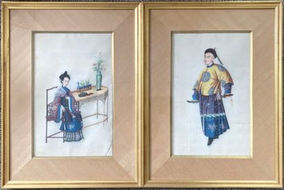 null CHINA

Woman with fan; Man with sword

Two gouaches on rice paper

(Accidents.)

Height...