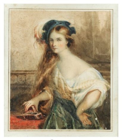 null D'après Xavier SIGALON (1787-1837)

Jeune femme au chapeau

Aquarelle et rehauts...