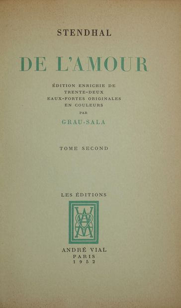 null Stendhal, De l'Amour, ill. Grau-Sala, 2 vol., André Vial 1952 

Reliure Mer...