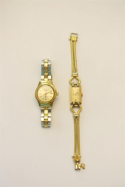 null Montre bracelet de dame, boîtier en or. 

Poids brut : 31 g.

ON JOINT une montre...