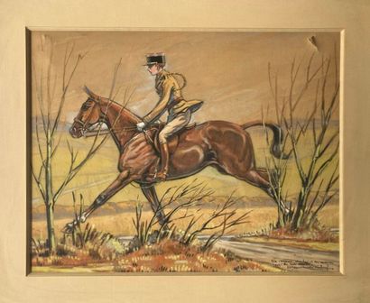 null Louis ESGONNIÈRE DU THIBEUF (XXe siècle)

Officier à cheval

Gouache, signée...