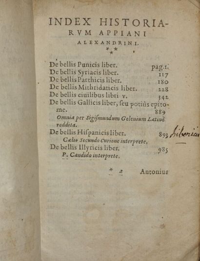 null APPIEN d'Alexandrie. Romanorum historiarum Lib. III. Lyon, Antoine Gryphe, 1588...