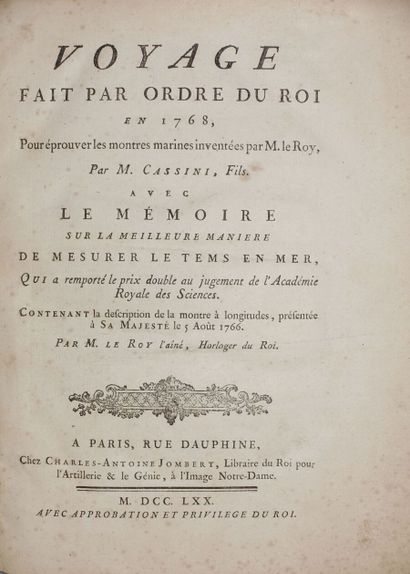 null CASSINI fils, Jean-Dominique. Voyage fait par ordre du Roi en 1768 pour éprouver...