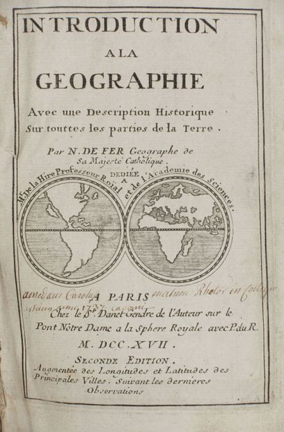 null ATLAS. Nicolas de FER. Introduction à la géographie. Paris, Danet, gendre de...