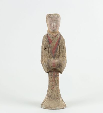 null CHINE - Époque HAN (206 av. J.-C.-220 ap. J.-C.)

Statuette de dame de cour...