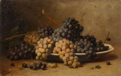 null Léon HUBER (Paris 1858-1928)

Coupe de raisins ; Corbeille de pêches avec des...