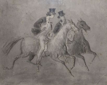 null Attribué à Constantin GUYS (1802-1892)

Deux cavaliers en promenade

Encre et...