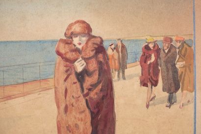 null Tony MINARTZ (1870-1944)

Élégantes en manteaux de fourrure en bord de mer

Aquarelle,...