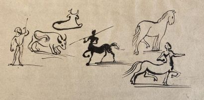 null Attribué à Jean HUGO

Études, centaures

Encre sur papier

Haut. : 9 cm ; Larg....