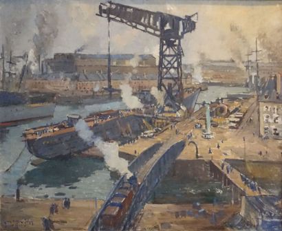 null Lucien-Victor DELPY (1898-1967)

L'arsenal de Brest

Huile sur toile, signée,...