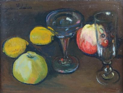 null Suzanne VALADON (1865-1938)

Verres, Citrons et Pommes

Huile sur panneau, signée...