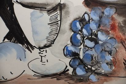 null Maurice de VLAMINCK (1876-1958) 

Coupe de fruits, verre et tasse

Encre, aquarelle...