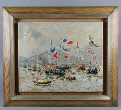 null André HAMBOURG (1909-1999)

La fête des marins

Huile sur toile, signée en bas...