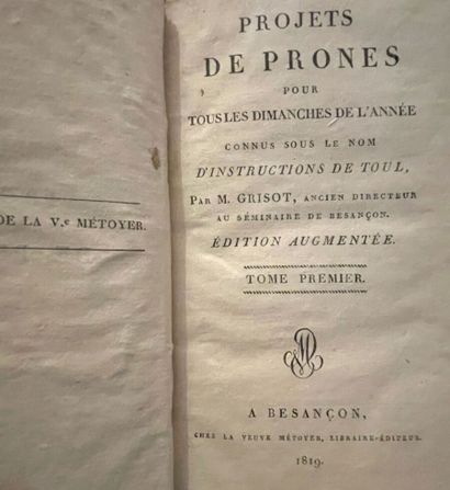 null Projets de Prones

Quatre tomes

Besançon, 1819

(Reliures accidentées.)
