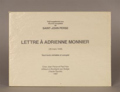 SAINT-JOHN PERSE. Lettre à Adrienne Monnier...