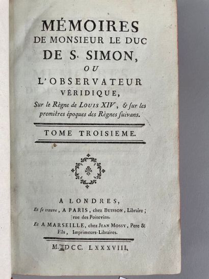 null SAINT-SIMON 

Louis de Rouvroy duc de. Mémoires de Monsieur le duc de Saint-Simon...