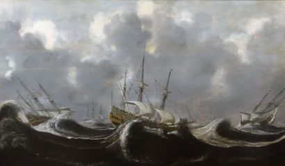  Peeters BONAVENTURA (Anvers 1614-Hoboken 1652) 
Bateau dans la tempête 
Panneau...