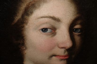 École française vers 1680 
Portrait de dame au collier de perles 
Toile 
(Enfoncements,...