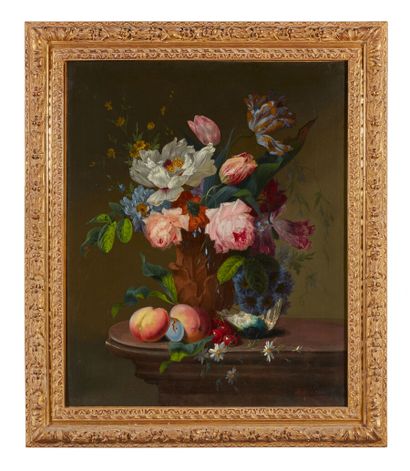null Alexis DEYBEQUIE*** - Belgian school (?) around 1880

Bunch of flowers and fruits...