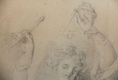 null French school of the 18th century

Two studies after sculptures

Black pencil,...