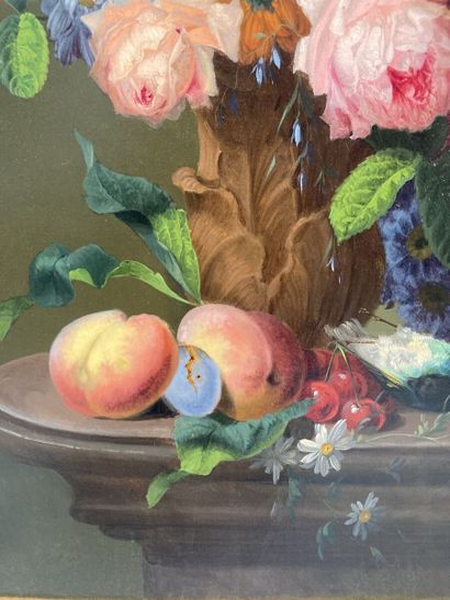 null Alexis DEYBEQUIE*** - Belgian school (?) around 1880

Bunch of flowers and fruits...