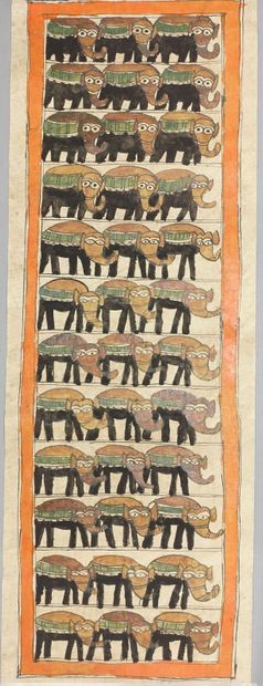 null Un manuscrit Copte sur une enluminure figurant des éléphants