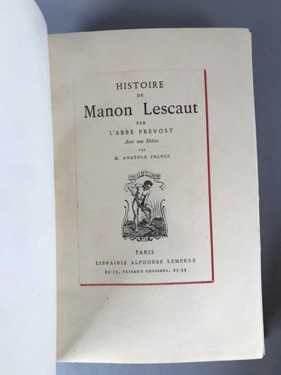 null Lot of books including: 

- Abbé Prévost, Histoire de Manon Lescaut, Paris 

-...