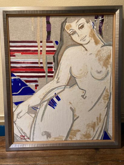 null Martine DELALEUF (20th century)

Female nude

Acrylic on canvas, signed lower...