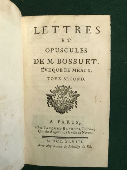 null BOSSUET Jacques Bénigne

Lettres et Opuscules 

Paris, 

1748

2 vol. 

Maroquin...