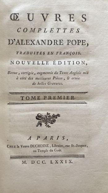 POPE (Alexandre). Oeuvres complettes [sic]...