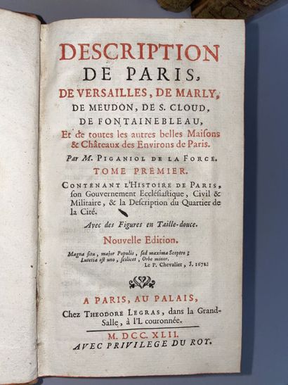 null PIGANIOL DE LA FORCE Jean-Aymar. Description de Paris, de Versailles, de Marly,...