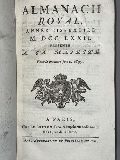 null ALMANACH ROYAL. Année bissextile 1788. Paris, Debure, 1788 ; fort volume in-8,...