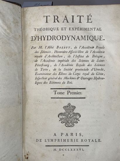 null BOSSUT Charles. Traité théorique et expérimental d'hydrodynamique. Paris, Imprimerie...