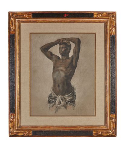 null Attribué à Léon RIESENER (Paris 1808-1878)
Étude d'homme noir torse nu, les...
