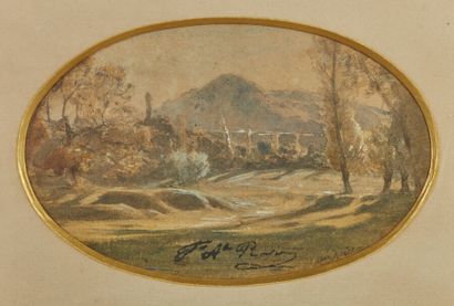 null François-Auguste RAVIER (1814-1895)
Une paire de paysages
Aquarelle sur traits...