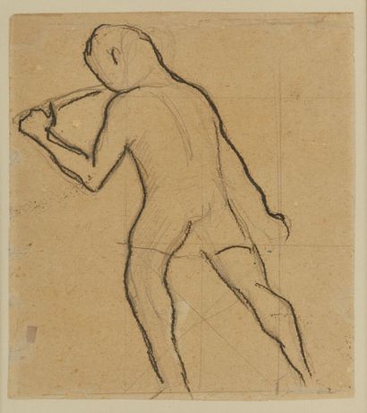 null Paul GAUGUIN (Paris 1848-Atunoa 1903) 
Homme vu de dos tenant une baguette 
Au...