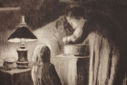 null Maximilien LUCE (1858-1941)
La Soupe, ou Dans la cuisine, rue Cortot (femme...