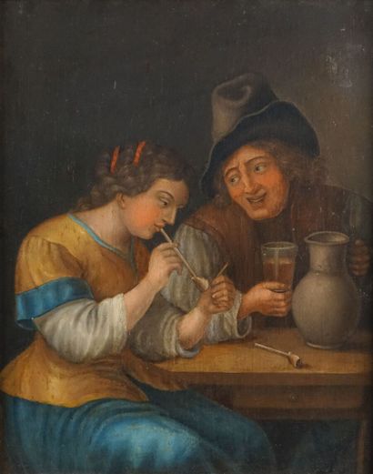 null Flemish school of the 19th century, in the taste of TENIERS

Couple sitting...