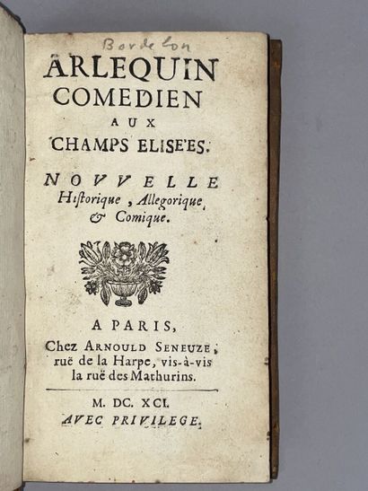 null [BORDELON Laurent]. Arlequin comédien aux Champs Elisées. Nouvelle allégorique,...