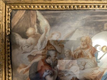 null École française du début du XVIIIe siècle 
Une paire : La Nativité et l'Adoration...