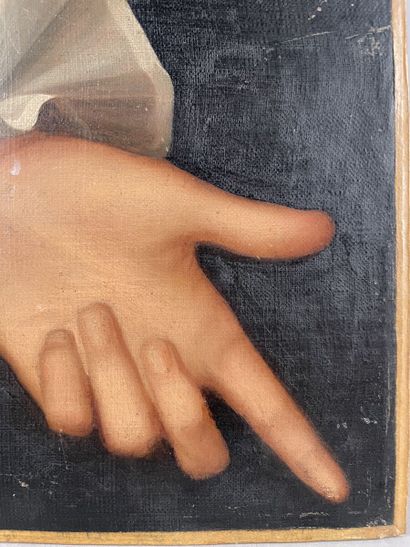 null Dans le goût de Jean-Baptiste VAN LOO (1684-1745) 
Étude de main
Toile marouflée...