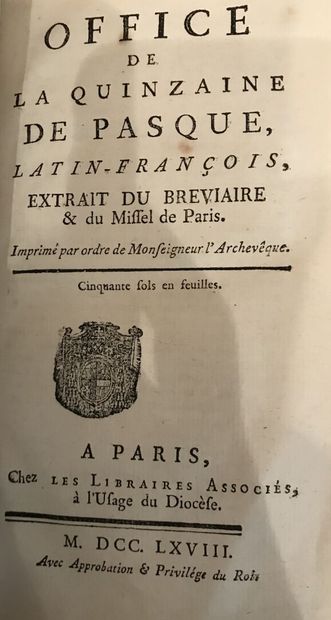 null Office de la quinzaine de Pasques 

Latin françois, extrait du bréviaire et...