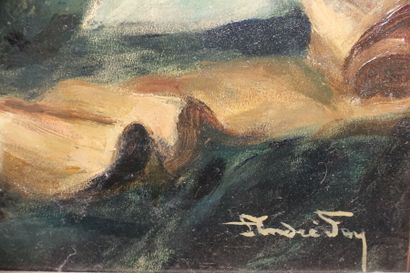 null André FOY (1886-1953)

Composition au masque 

Huile sur panneau, signée en...