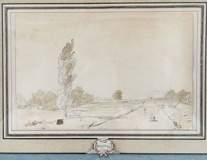 null French school of the early 19th century
Landscape with a canal
Brown wash over...