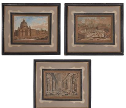null Italian school of the 18th century
Suite of three views of the Vatican
Engravings...